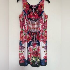 Liz Claiborne Pink and Blue Floral Sleeveless Dress